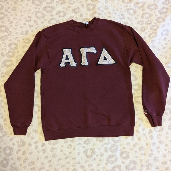 Alpha Gamma Delta AGD Maroon Floral Champion Sweatshirt Sorority Medium Red - Picture 1 of 6